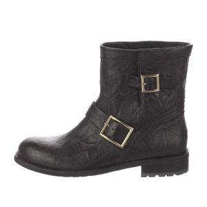 • Jimmy Choo Leather Ankle Moto Boots